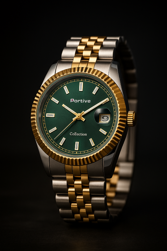 man's golden and silver belt classic luxury watch