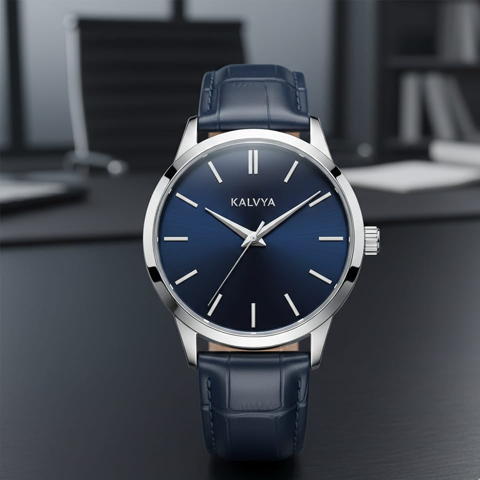 KALVYA Blue Elegance Classic Watch