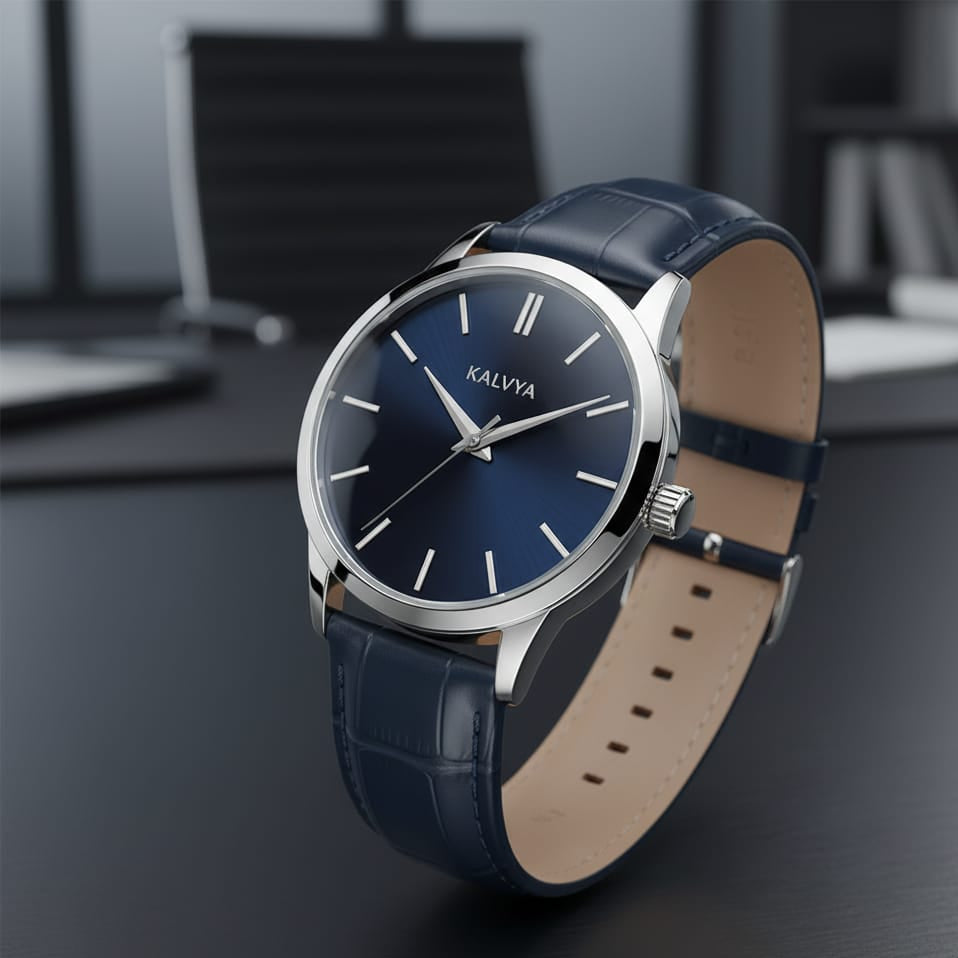 KALVYA Blue Elegance Classic Watch