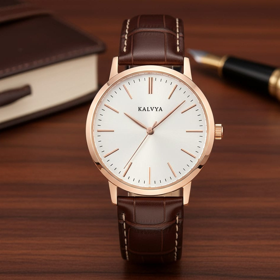 The KALVYA 'Rose Gold Classic' Watch Pure Style. Undeniable Class.