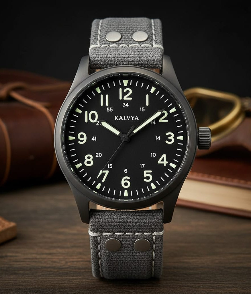 The KALVYA 'Aviator's Field'Watch