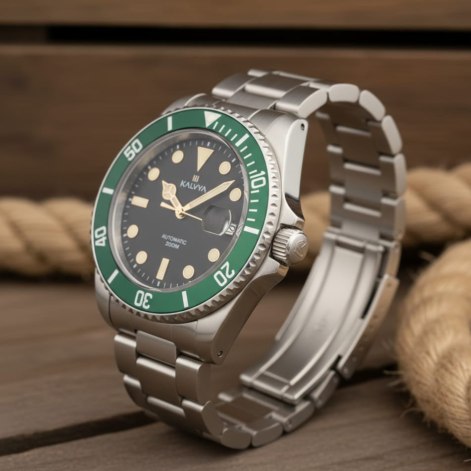 The KALVYA 'Emerald Diver' Automatic Watch