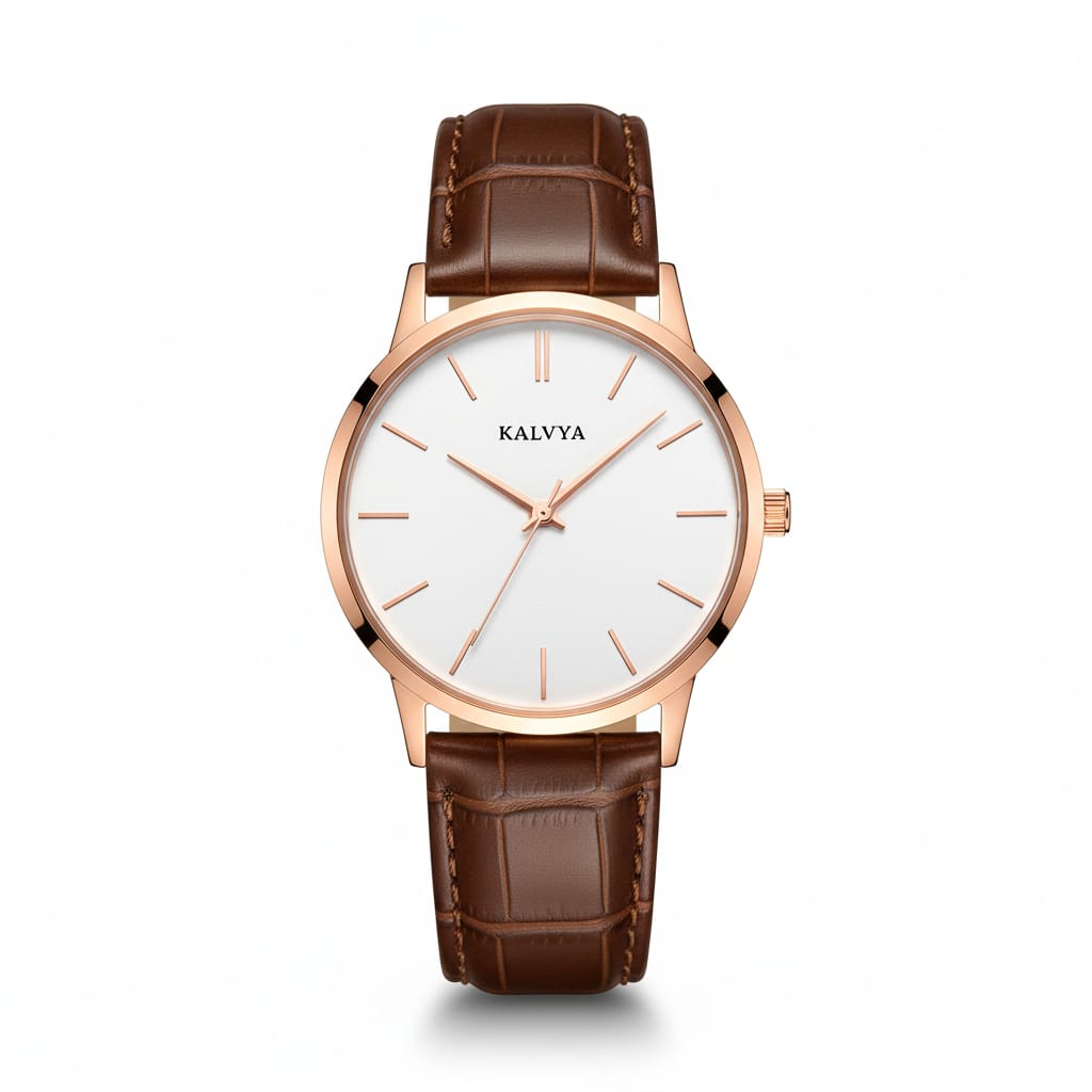 The KALVYA 'Rose Gold Classic' Watch Pure Style. Undeniable Class.