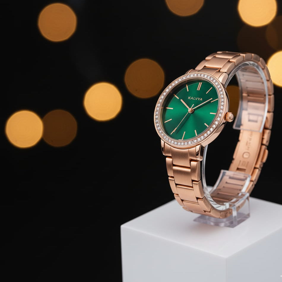 Kalvya Emerald Luxe – Rose Gold Watch