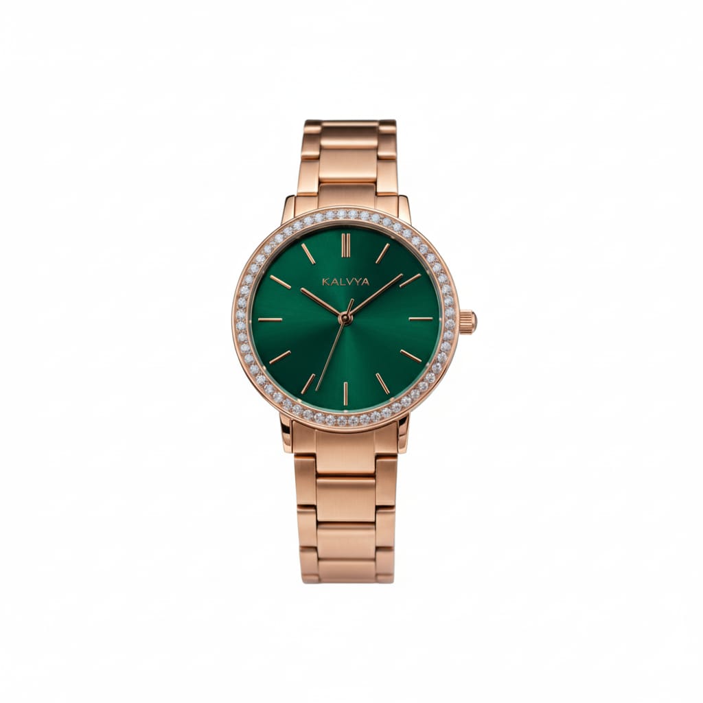 Kalvya Emerald Luxe – Rose Gold Watch
