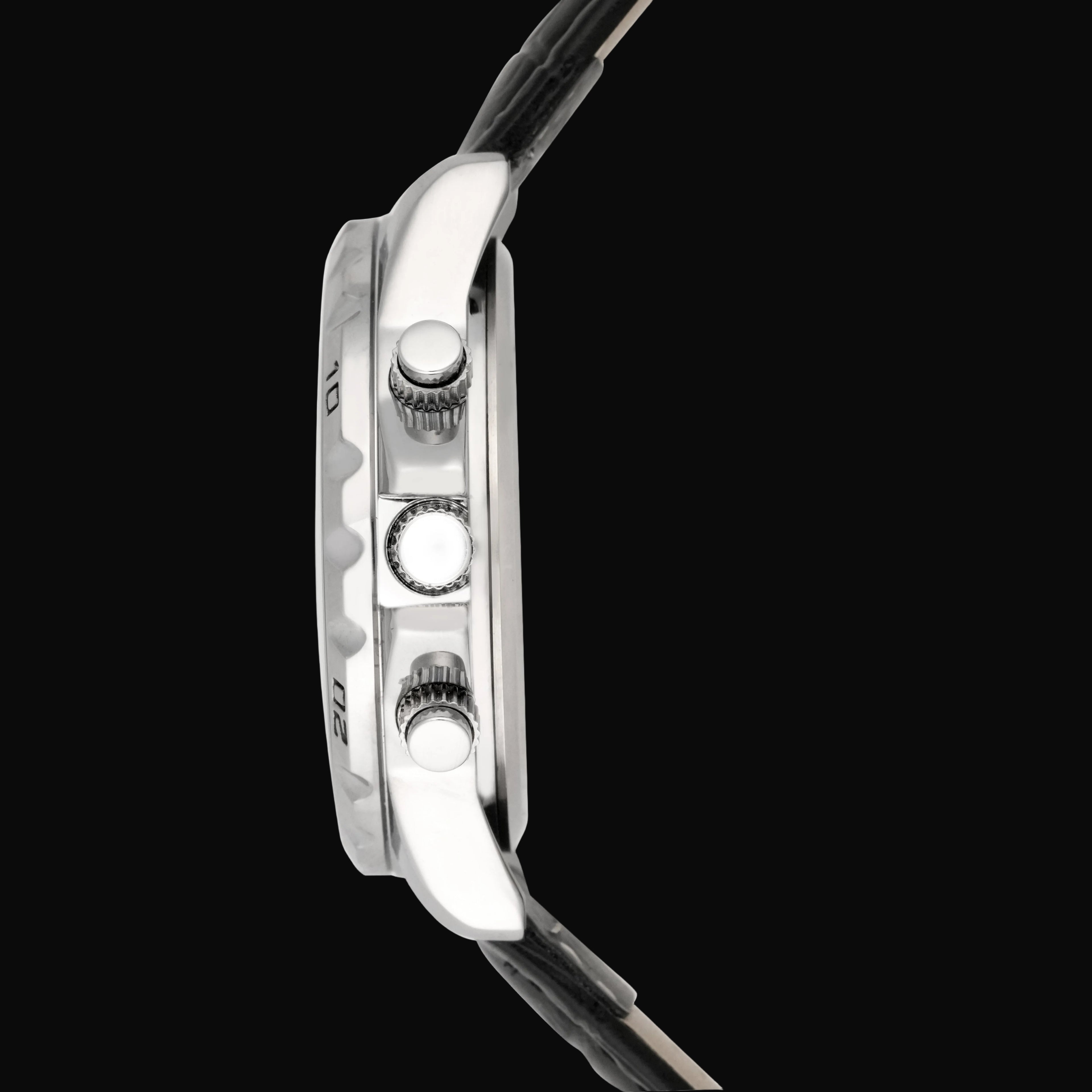 Kalvya Celestial Black Chronograph Watch for Men – Black Leather Strap