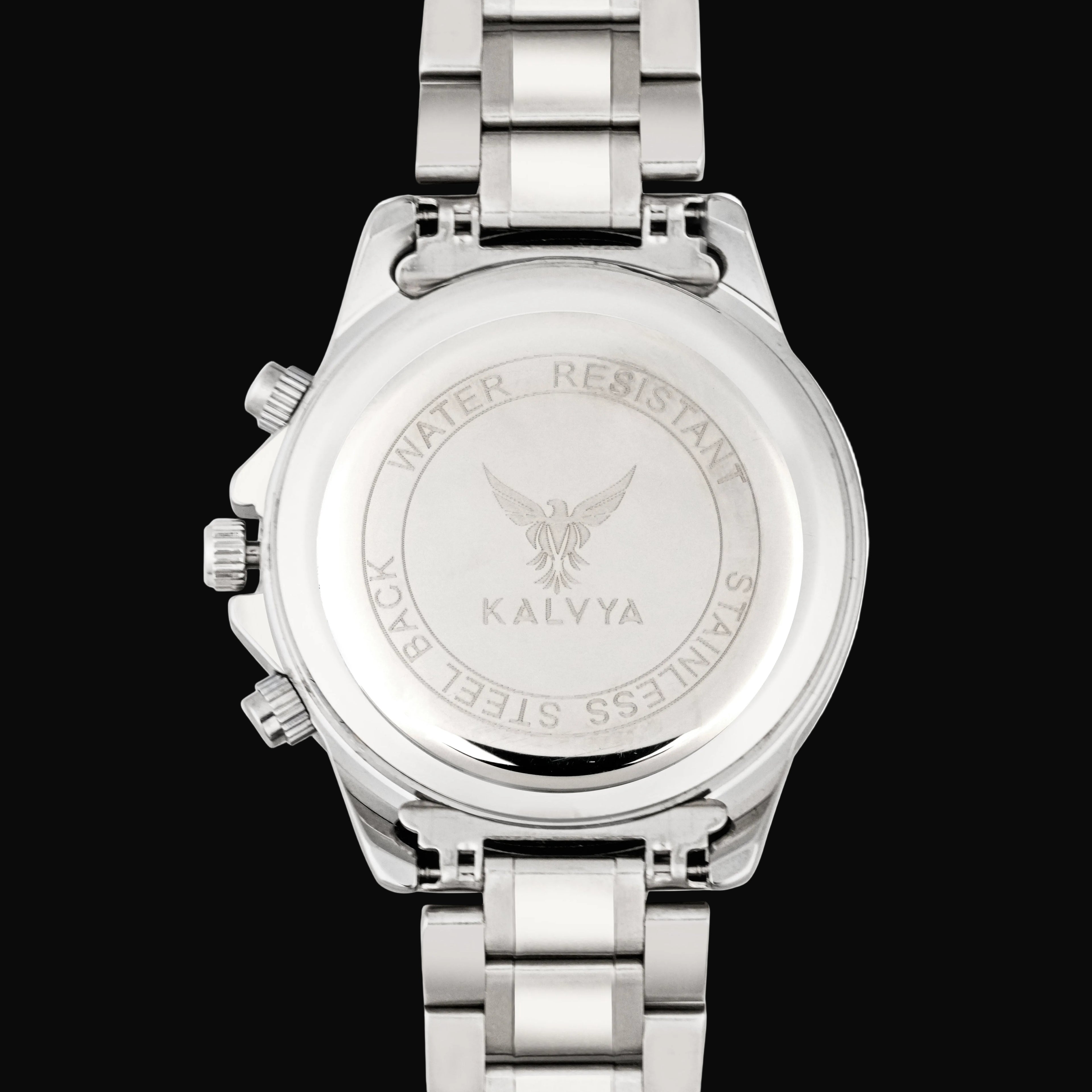 Kalvya Imperial Silver Chronograph Watch for Men – Stainless Steel Bracelet